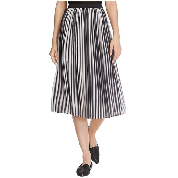 Eileen Fisher Ombre Chemical Pleated Skirt Black Bone Size Large Petite - Picture 1 of 5
